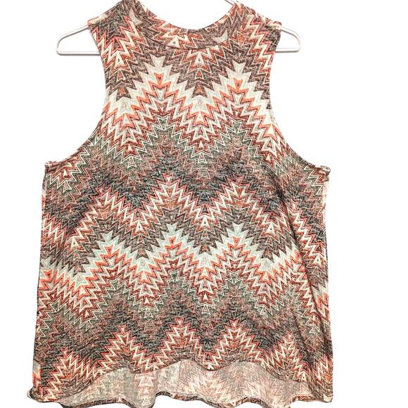 Multicolored Chevron Tribal Knit Sleeveless Blouse -Western Aztec Style (Size L) - Picture 1 of 3